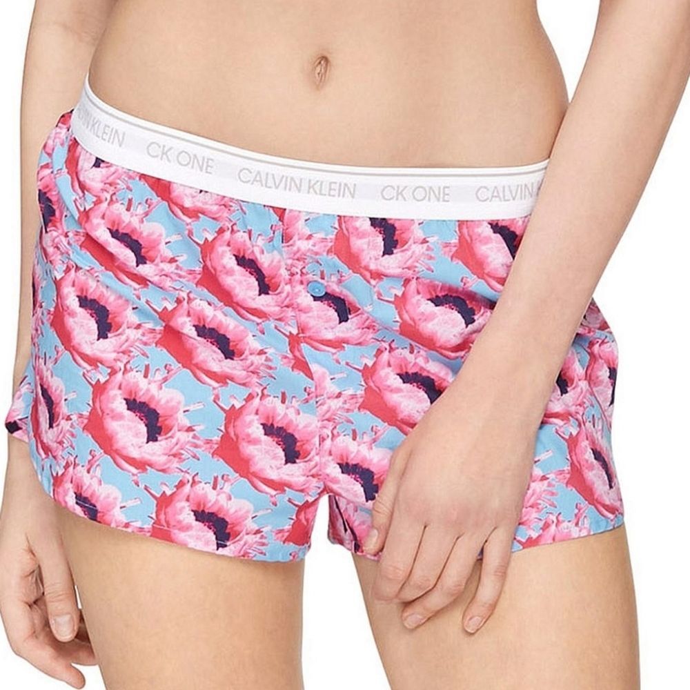 NWT Calvin Klein Women's Pink Blue Floral Chic Feminine Lounge Shorts Size Med